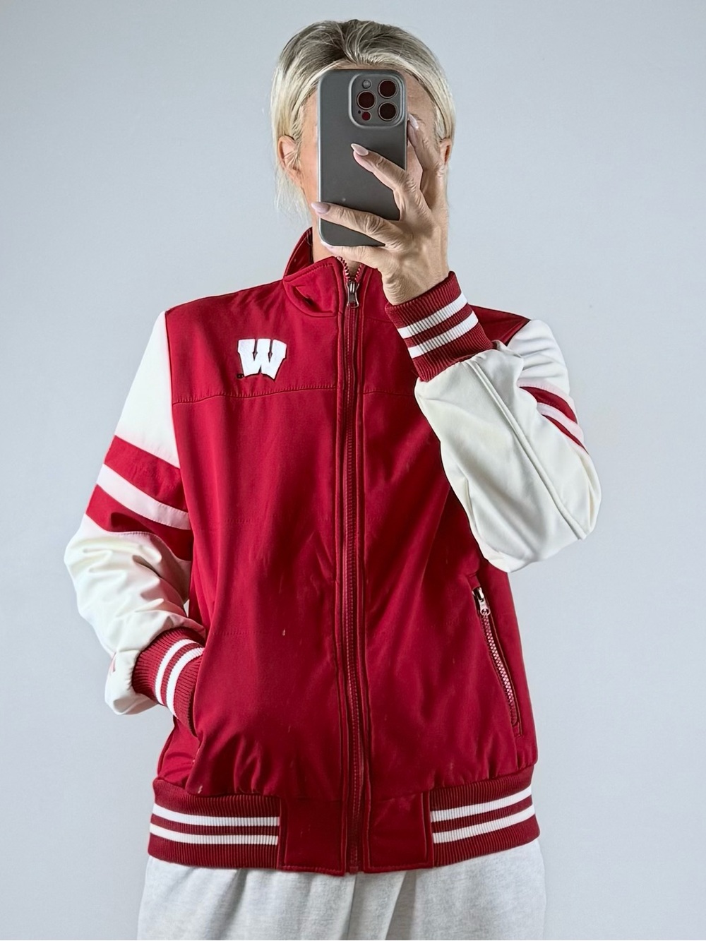 Vintage Wisconsin badgers Red and White Varsity Jacket